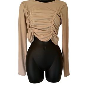 New Ruched Long Sleeve Crop Top